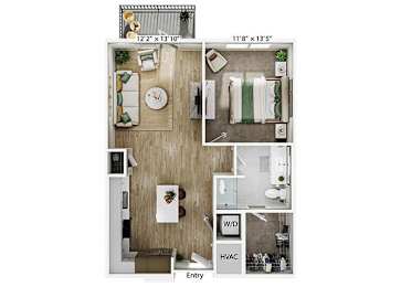 Floor Plan  One bedroom floor plan image at Cala Apartments in Austin TX