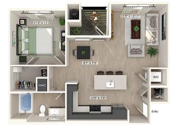 Floor Plan  One bedroom floor plan at Olivean Apartments in Broomfield CO
