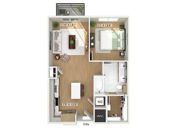 Floor Plan  One bedroom floor plan at Heights at 1520 Apartments in Houston TX