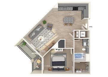 Floor Plan  A2 One Bedroom Floorplan Image at Verge Apartments in Atlanta GA