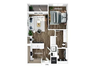 Floor Plan  One bedroom floor plan at Merrick on Midway Apartments in Farmers Branch TX