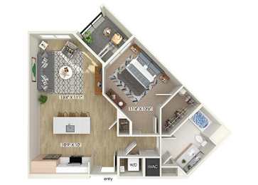 Floor Plan  One bedroom floor plan at The Braydon Apartments in Napa CA