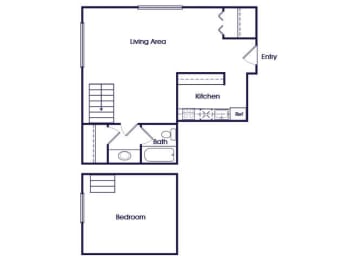 Floor Plan  One bedroom loft Floorplan Image at The Pine Apartments in Lakewood CO