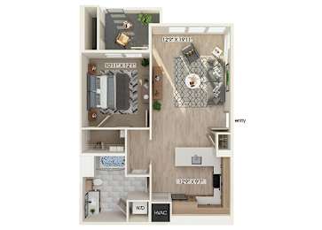 Floor Plan  One bedroom floor plan at The Braydon Apartments in Napa CA