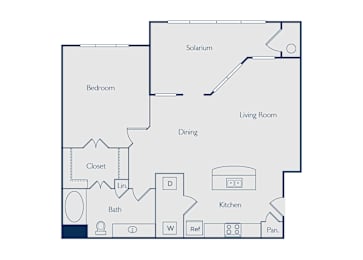 Floor Plan  One bedroom one bathroom floorplan image at Callista Hill Country Apartments in Austin TX