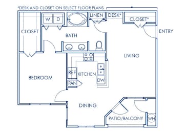 Floor Plan  One bedroom floor plan at Sierra at Otay Ranch Apartments in Chula Vista CA