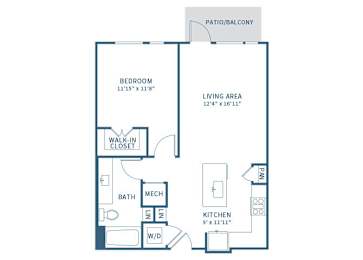 Floor Plan  One Bedroom floor plan at Jada Legacy Central