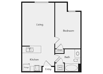 Floor Plan  A3 One bedroom floor plan image at iL Palazzo Apartments in San Diego CA