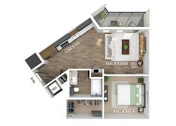 Floor Plan  One bedroom floor plan at The Edley in Atlanta GA