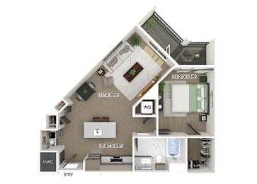 Floor Plan  One bedroom floor plan at Station 316 in Woburn MA