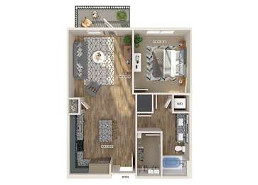 Floor Plan  A3 One Bedroom Floorplan Image at Verge Apartments in Atlanta GA