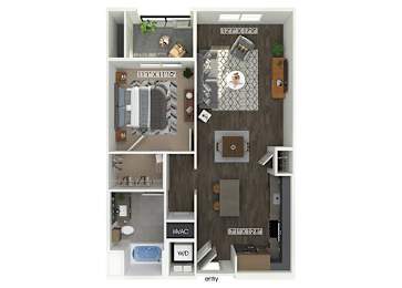 Floor Plan  One bedroom floor plan at The Braydon Apartments in Napa CA