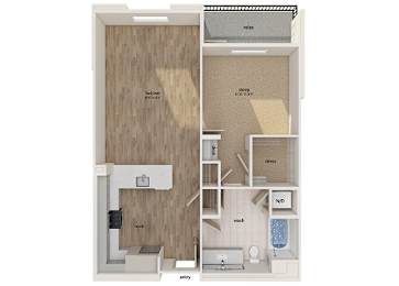 Floor Plan  One bedroom floor plan image at Altitude Apartments