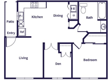 Floor Plan  one bedroom floor plan at Dayton Park Apartments in Dayton TX