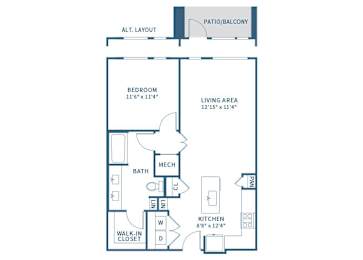 Floor Plan  One Bedroom floor plan at Jada Legacy Central