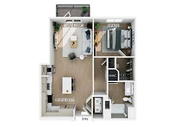 Floor Plan  One bedroom floor plan at Hawkley Apartments in Milford MA