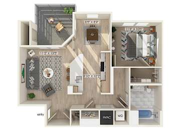Floor Plan  One bedroom floor plan at The Braydon Apartments in Napa CA
