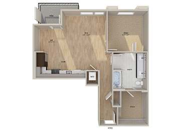 Floor Plan  One bedroom floor plan image at Altitude Apartments