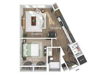 Floor Plan  One bedroom floor plan at The Edley in Atlanta GA