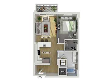 Floor Plan  One bedroom floor plan at Treo Apartments in Fort Lauderdale FL