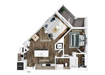 Floor Plan  One bedroom floor plan at Merrick on Midway Apartments in Farmers Branch TX