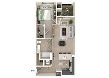 Floor Plan  One bedroom floor plan at Olivean Apartments in Broomfield CO