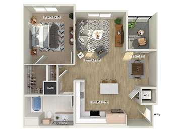 Floor Plan  One bedroom floor plan at The Braydon Apartments in Napa CA