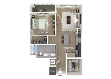 Floor Plan  One bedroom floor plan at Station 316 in Woburn MA