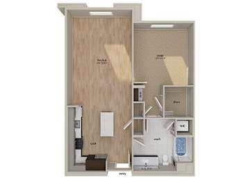 Floor Plan  One bedroom floor plan image at Altitude Apartments