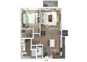 Floor Plan  One bedroom floor plan at The Edley in Atlanta GA