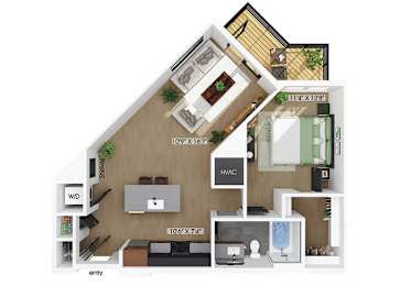 Floor Plan  One bedroom floor plan at 333 Ellington in Gaithersburg MD