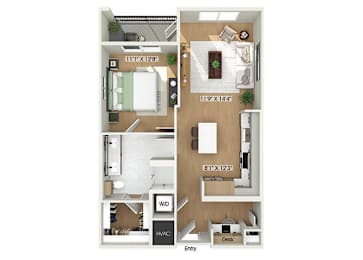 Floor Plan  One bedroom floor plan at Heights at 1520 Apartments in Houston TX