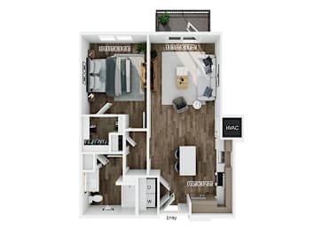 Floor Plan  One bedroom floor plan at Merrick on Midway Apartments in Farmers Branch TX