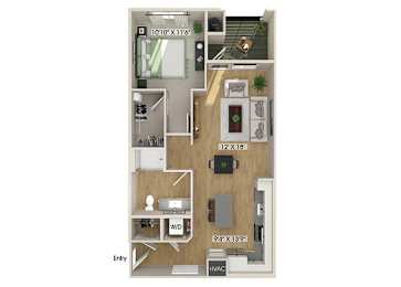 Floor Plan  One bedroom floor plan at Olivean Apartments in Broomfield CO