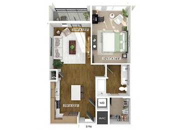 Floor Plan  One bedroom floor plan at The Edley in Atlanta GA