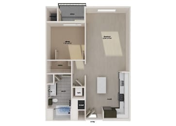 Floor Plan  One bedroom Floor Plan Image at Avel Apartment Homes in Orange CA
