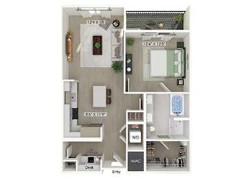 Floor Plan  One bedroom floor plan at Station 316 in Woburn MA