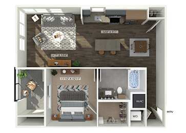Floor Plan  One bedroom floor plan at The Braydon in Napa CA