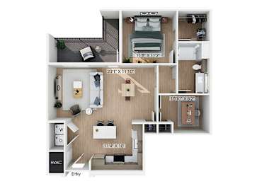 Floor Plan  One bedroom floor plan at Hawkley Apartments in Milford MA