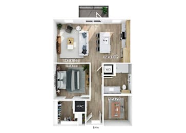 Floor Plan  One bedroom floor plan at Merrick on Midway Apartments in Farmers Branch TX