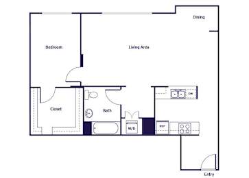 Floor Plan  One bedroom one bathroom Floorplan Image at Haven at Del Mar Apartments