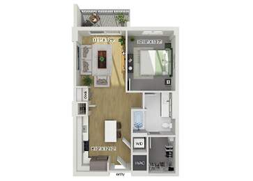 Floor Plan  One bedroom floor plan at Treo Apartments in Fort Lauderdale FL