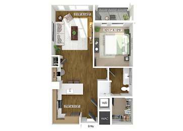 Floor Plan  One bedroom floor plan at The Edley in Atlanta GA