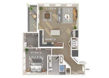 Floor Plan  One bedroom floor plan floor plan at 1900 Parmer Apartments in Austin TX