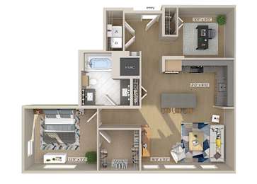 Floor Plan  One bedroom floor plan image at 1810 Main in Houston TX