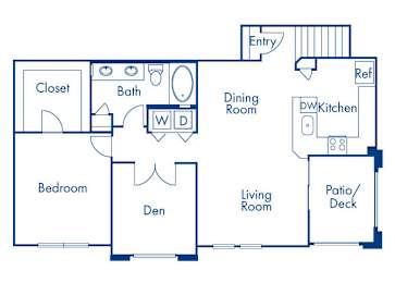 Floor Plan  One bedroom floor plan at Campana Crown Valley Apartments in Mission Viejo CA