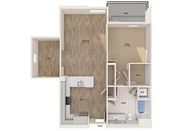 Floor Plan  One bedroom floor plan image at Altitude Apartments