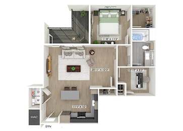 Floor Plan  One bedroom floor plan at Station 316 in Woburn MA