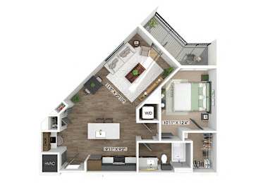 Floor Plan  One bedroom floor plan at The Edley in Atlanta GA