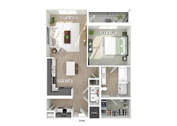 Floor Plan  One bedroom floor plan at Wayfern Apartments in Sandy Springs GA